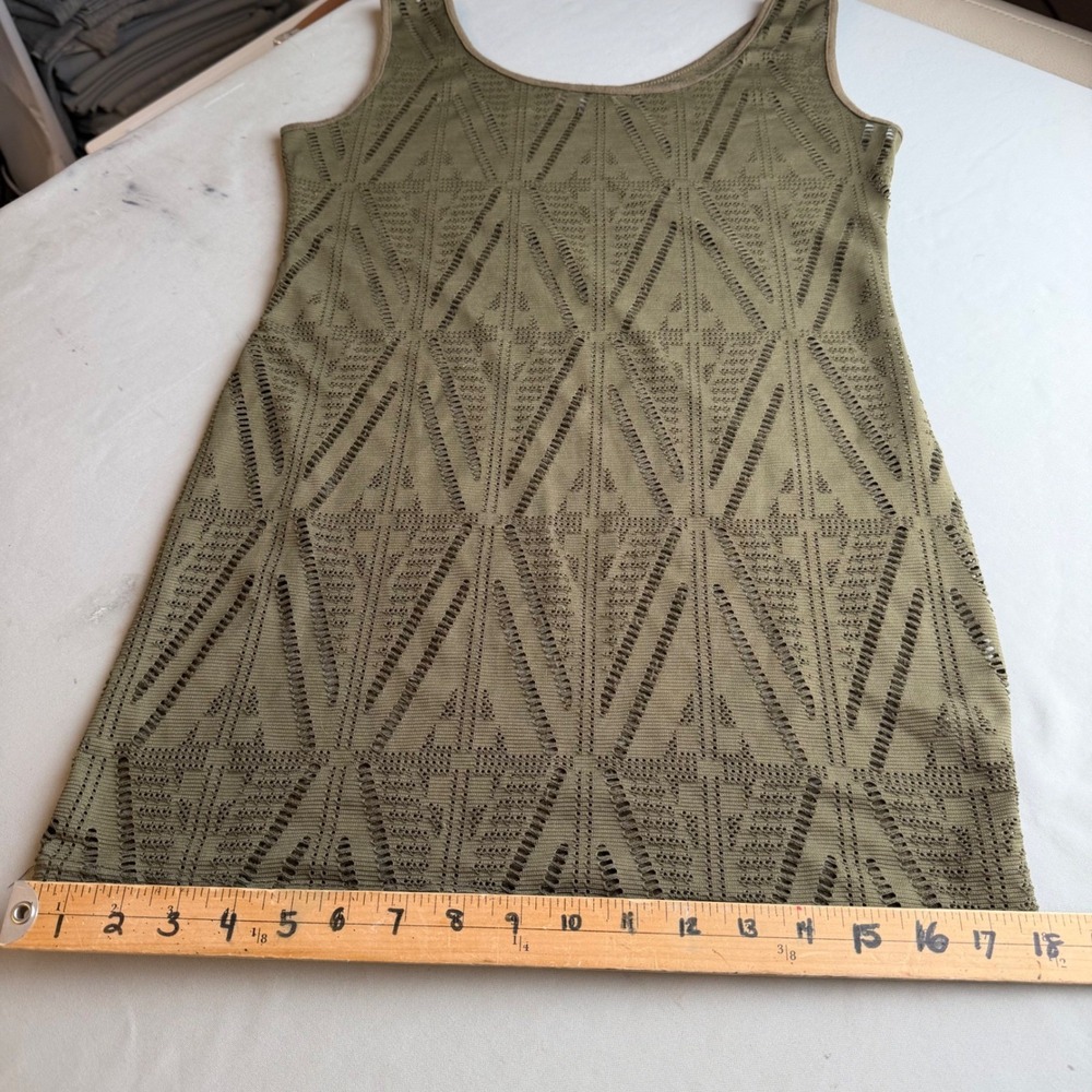 TEMT Mesh Y2K Tank Top Or Dress Army Green Open Knit Boho Goth Grunge Large - Picture 11 of 14